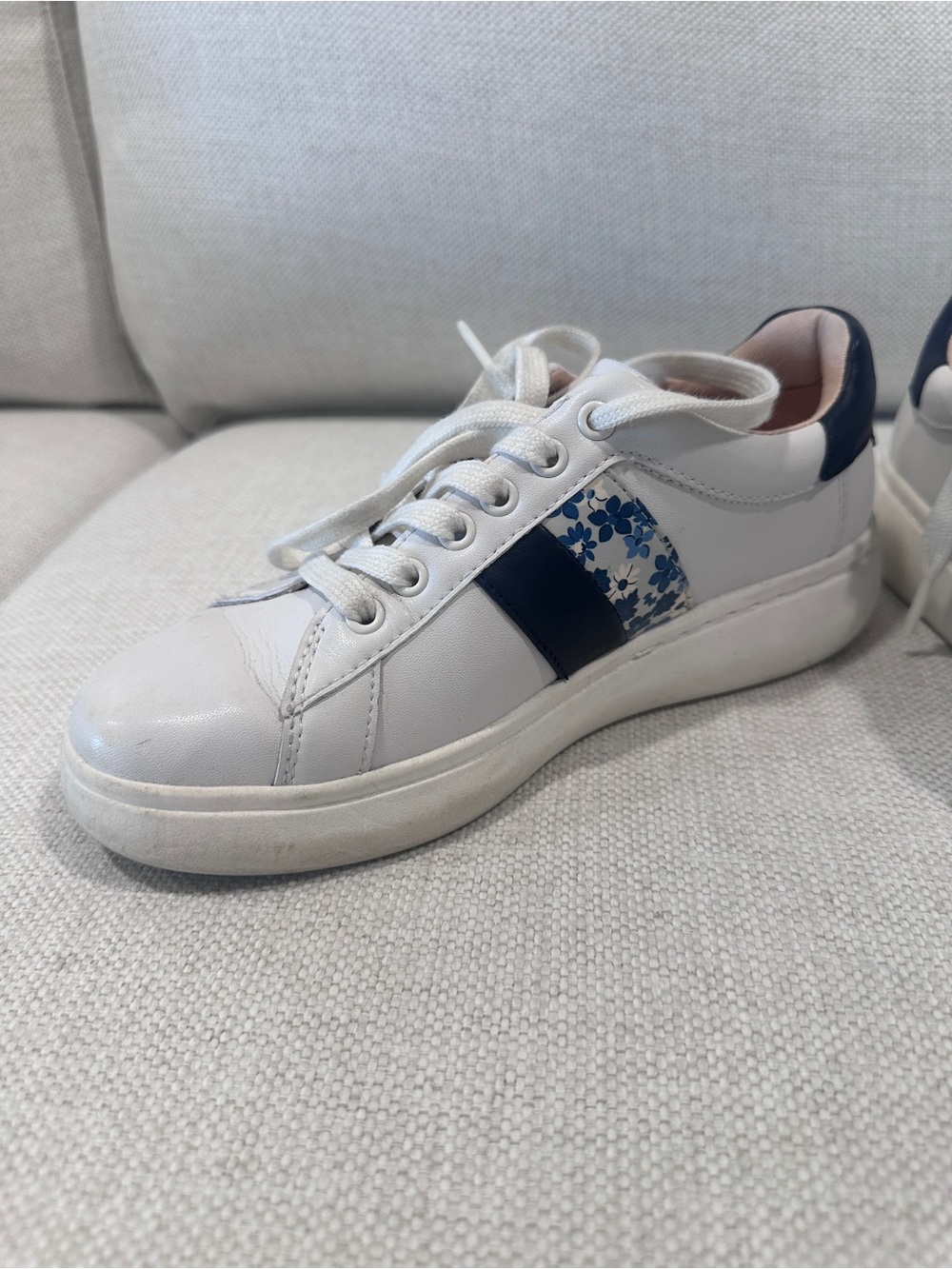 kate spade White Sneakers with Navy Accent